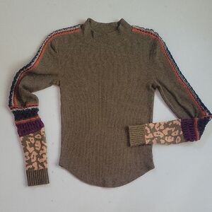 Free People Olive Knit Top